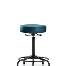 Vinyl Stool without Back - High Bench Height with Round Tube Base & Stationary Glides in Marine Blue Supernova Vinyl - VHBSO-RT-RG-8801