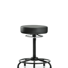 Vinyl Stool without Back - High Bench Height with Round Tube Base & Stationary Glides in Carbon Supernova Vinyl - VHBSO-RT-RG-8823