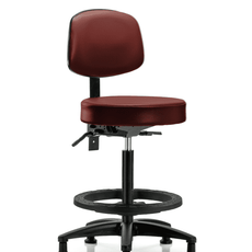Vinyl Stool with Back - High Bench Height with Seat Tilt, Black Foot Ring, & Stationary Glides in Taupe Supernova Vinyl - VHBST-RG-T1-BF-RG-8815