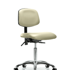 Vinyl Chair Chrome - Medium Bench Height with Casters in Adobe White Trailblazer Vinyl - VMBCH-CR-T0-A0-NF-CC-8501