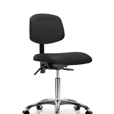 Vinyl Chair Chrome - Medium Bench Height with Casters in Black Trailblazer Vinyl - VMBCH-CR-T0-A0-NF-CC-8540