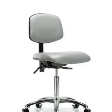 Vinyl Chair Chrome - Medium Bench Height with Casters in Dove Trailblazer Vinyl - VMBCH-CR-T0-A0-NF-CC-8567
