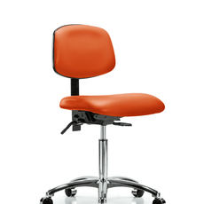 Vinyl Chair Chrome - Medium Bench Height with Casters in Orange Kist Trailblazer Vinyl - VMBCH-CR-T0-A0-NF-CC-8613