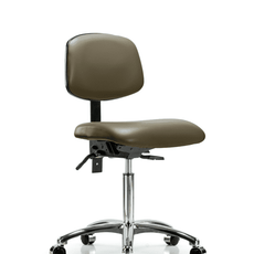 Vinyl Chair Chrome - Medium Bench Height with Casters in Taupe Supernova Vinyl - VMBCH-CR-T0-A0-NF-CC-8809