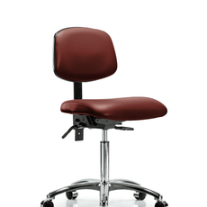 Vinyl Chair Chrome - Medium Bench Height with Casters in Borscht Supernova Vinyl - VMBCH-CR-T0-A0-NF-CC-8815