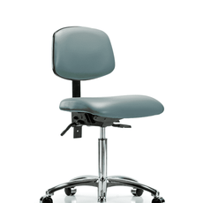 Vinyl Chair Chrome - Medium Bench Height with Casters in Storm Supernova Vinyl - VMBCH-CR-T0-A0-NF-CC-8822