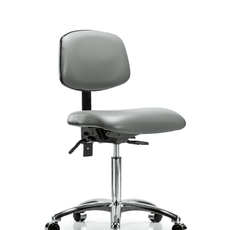 Vinyl Chair Chrome - Medium Bench Height with Casters in Sterling Supernova Vinyl - VMBCH-CR-T0-A0-NF-CC-8840