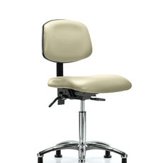 Vinyl Chair Chrome - Medium Bench Height with Stationary Glides in Adobe White Trailblazer Vinyl - VMBCH-CR-T0-A0-NF-RG-8501