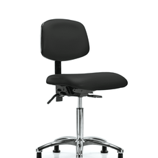 Vinyl Chair Chrome - Medium Bench Height with Stationary Glides in Black Trailblazer Vinyl - VMBCH-CR-T0-A0-NF-RG-8540