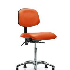 Vinyl Chair Chrome - Medium Bench Height with Stationary Glides in Orange Kist Trailblazer Vinyl - VMBCH-CR-T0-A0-NF-RG-8613