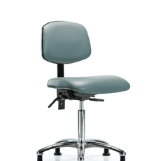 Vinyl Chair Chrome - Medium Bench Height with Stationary Glides in Storm Supernova Vinyl - VMBCH-CR-T0-A0-NF-RG-8822
