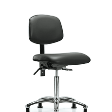 Vinyl Chair Chrome - Medium Bench Height with Stationary Glides in Carbon Supernova Vinyl - VMBCH-CR-T0-A0-NF-RG-8823