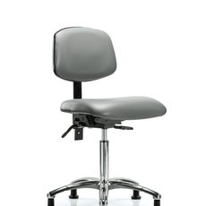 Vinyl Chair Chrome - Medium Bench Height with Stationary Glides in Sterling Supernova Vinyl - VMBCH-CR-T0-A0-NF-RG-8840