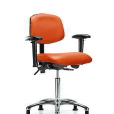 Vinyl Chair Chrome - Medium Bench Height with Adjustable Arms & Stationary Glides in Orange Kist Trailblazer Vinyl - VMBCH-CR-T0-A1-NF-RG-8613