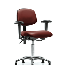 Vinyl Chair Chrome - Medium Bench Height with Adjustable Arms & Stationary Glides in Borscht Supernova Vinyl - VMBCH-CR-T0-A1-NF-RG-8815