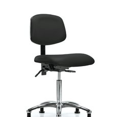 Vinyl Chair Chrome - Medium Bench Height with Seat Tilt & Stationary Glides in Black Trailblazer Vinyl - VMBCH-CR-T1-A0-NF-RG-8540