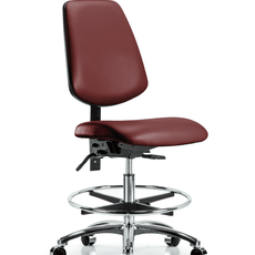 Vinyl Chair Chrome - Medium Bench Height with Medium Back, Chrome Foot Ring, & Casters in Borscht Supernova Vinyl - VMBCH-MB-CR-T0-A0-CF-CC-8815