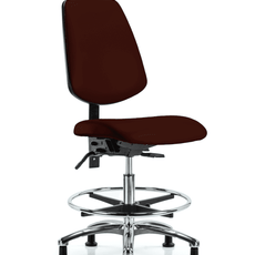 Vinyl Chair Chrome - Medium Bench Height with Medium Back, Chrome Foot Ring, & Stationary Glides in Burgundy Trailblazer Vinyl - VMBCH-MB-CR-T0-A0-CF-RG-8569