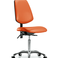 Vinyl Chair Chrome - Medium Bench Height with Medium Back & Casters in Orange Kist Trailblazer Vinyl - VMBCH-MB-CR-T0-A0-NF-CC-8613