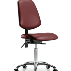 Vinyl Chair Chrome - Medium Bench Height with Medium Back & Casters in Borscht Supernova Vinyl - VMBCH-MB-CR-T0-A0-NF-CC-8815