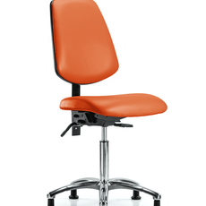Vinyl Chair Chrome - Medium Bench Height with Medium Back & Stationary Glides in Orange Kist Trailblazer Vinyl - VMBCH-MB-CR-T0-A0-NF-RG-8613