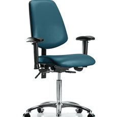 Vinyl Chair Chrome - Medium Bench Height with Medium Back, Adjustable Arms, & Casters in Marine Blue Supernova Vinyl - VMBCH-MB-CR-T0-A1-NF-CC-8801