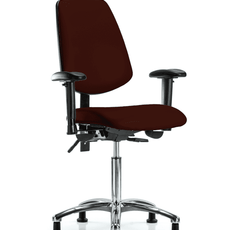 Vinyl Chair Chrome - Medium Bench Height with Medium Back, Adjustable Arms, & Stationary Glides in Burgundy Trailblazer Vinyl - VMBCH-MB-CR-T0-A1-NF-RG-8569