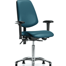 Vinyl Chair Chrome - Medium Bench Height with Medium Back, Adjustable Arms, & Stationary Glides in Marine Blue Supernova Vinyl - VMBCH-MB-CR-T0-A1-NF-RG-8801