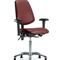 Vinyl Chair Chrome - Medium Bench Height with Medium Back, Adjustable Arms, & Stationary Glides in Borscht Supernova Vinyl - VMBCH-MB-CR-T0-A1-NF-RG-8815