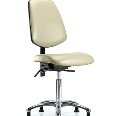 Vinyl Chair Chrome - Medium Bench Height with Medium Back, Seat Tilt, & Stationary Glides in Adobe White Trailblazer Vinyl - VMBCH-MB-CR-T1-A0-NF-RG-8501