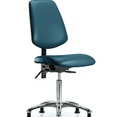 Vinyl Chair Chrome - Medium Bench Height with Medium Back, Seat Tilt, & Stationary Glides in Marine Blue Supernova Vinyl - VMBCH-MB-CR-T1-A0-NF-RG-8801