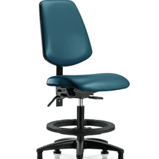 Vinyl Chair - Medium Bench Height with Medium Back, Black Foot Ring, & Stationary Glides in Marine Blue Supernova Vinyl - VMBCH-MB-RG-T0-A0-BF-RG-8801