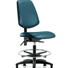 Vinyl Chair - Medium Bench Height with Medium Back, Chrome Foot Ring, & Stationary Glides in Marine Blue Supernova Vinyl - VMBCH-MB-RG-T0-A0-CF-RG-8801