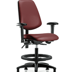 Vinyl Chair - Medium Bench Height with Medium Back, Adjustable Arms, Black Foot Ring, & Stationary Glides in Borscht Supernova Vinyl - VMBCH-MB-RG-T0-A1-BF-RG-8815