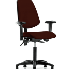 Vinyl Chair - Medium Bench Height with Medium Back, Adjustable Arms, & Stationary Glides in Burgundy Trailblazer Vinyl - VMBCH-MB-RG-T0-A1-NF-RG-8569