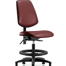 Vinyl Chair - Medium Bench Height with Medium Back, Seat Tilt, Black Foot Ring, & Stationary Glides in Borscht Supernova Vinyl - VMBCH-MB-RG-T1-A0-BF-RG-8815