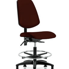 Vinyl Chair - Medium Bench Height with Medium Back, Seat Tilt, Chrome Foot Ring, & Stationary Glides in Burgundy Trailblazer Vinyl - VMBCH-MB-RG-T1-A0-CF-RG-8569