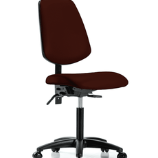 Vinyl Chair - Medium Bench Height with Medium Back, Seat Tilt, & Casters in Burgundy Trailblazer Vinyl - VMBCH-MB-RG-T1-A0-NF-RC-8569