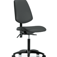 Vinyl Chair - Medium Bench Height with Medium Back, Seat Tilt, & Casters in Charcoal Trailblazer Vinyl - VMBCH-MB-RG-T1-A0-NF-RC-8605