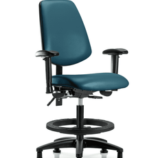 Vinyl Chair - Medium Bench Height with Medium Back, Seat Tilt, Adjustable Arms, Black Foot Ring, & Stationary Glides in Marine Blue Supernova Vinyl - VMBCH-MB-RG-T1-A1-BF-RG-8801