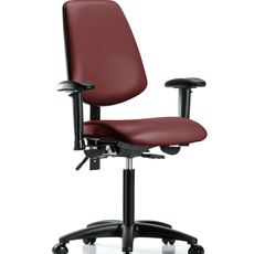 Vinyl Chair - Medium Bench Height with Medium Back, Seat Tilt, Adjustable Arms, & Casters in Borscht Supernova Vinyl - VMBCH-MB-RG-T1-A1-NF-RC-8815