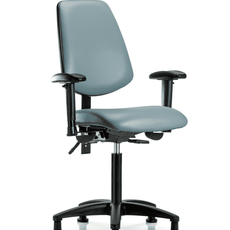 Vinyl Chair - Medium Bench Height with Medium Back, Seat Tilt, Adjustable Arms, & Stationary Glides in Storm Supernova Vinyl - VMBCH-MB-RG-T1-A1-NF-RG-8822