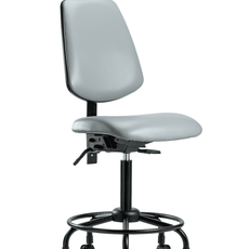 Vinyl Chair - Medium Bench Height with Round Tube Base, Medium Back, & Casters in Dove Trailblazer Vinyl - VMBCH-MB-RT-T0-A0-RC-8567