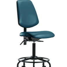 Vinyl Chair - Medium Bench Height with Round Tube Base, Medium Back, & Casters in Marine Blue Supernova Vinyl - VMBCH-MB-RT-T0-A0-RC-8801