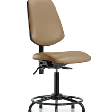 Vinyl Chair - Medium Bench Height with Round Tube Base, Medium Back, & Stationary Glides in Taupe Trailblazer Vinyl - VMBCH-MB-RT-T0-A0-RG-8584