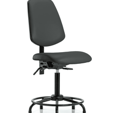 Vinyl Chair - Medium Bench Height with Round Tube Base, Medium Back, & Stationary Glides in Charcoal Trailblazer Vinyl - VMBCH-MB-RT-T0-A0-RG-8605