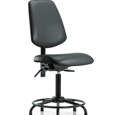 Vinyl Chair - Medium Bench Height with Round Tube Base, Medium Back, & Stationary Glides in Carbon Supernova Vinyl - VMBCH-MB-RT-T0-A0-RG-8823