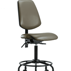 Vinyl Chair - Medium Bench Height with Round Tube Base, Medium Back, Seat Tilt, & Casters in Taupe Supernova Vinyl - VMBCH-MB-RT-T1-A0-RC-8809