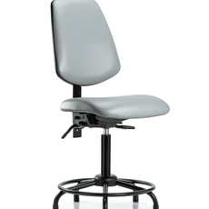 Vinyl Chair - Medium Bench Height with Round Tube Base, Medium Back, Seat Tilt, & Stationary Glides in Dove Trailblazer Vinyl - VMBCH-MB-RT-T1-A0-RG-8567