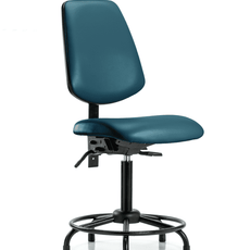 Vinyl Chair - Medium Bench Height with Round Tube Base, Medium Back, Seat Tilt, & Stationary Glides in Marine Blue Supernova Vinyl - VMBCH-MB-RT-T1-A0-RG-8801